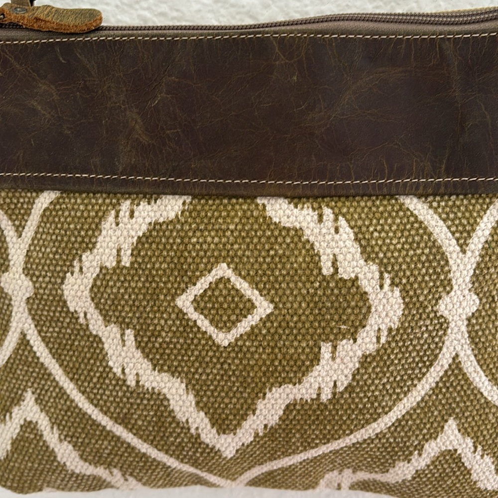 Myra Bag Leather Cotton Convertible Crossbody Wristlet Bag Purse Pockets - Picture 5 of 11